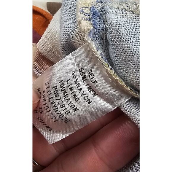 Gilli linen blend high rise maxi skirt with pockets bright colorful whimiscal S - Picture 8 of 8